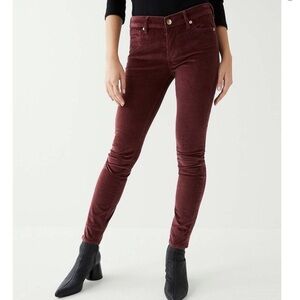 NWT True Religion Red Halle Corduroy Skinny Jeans Women’s Size 24